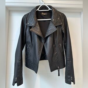 Mackage for Aritzia black lambskin leather moto-style jacket